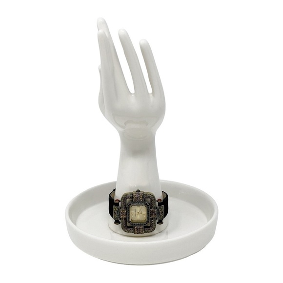 Heidi Daus Art Deco Swarovski Crystal Face Watch - Picture 1 of 8